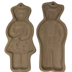 Clay Hartstone Pottery MAMA & PAPA BEAR 8" Retired Cookie Mold Country Gear USA